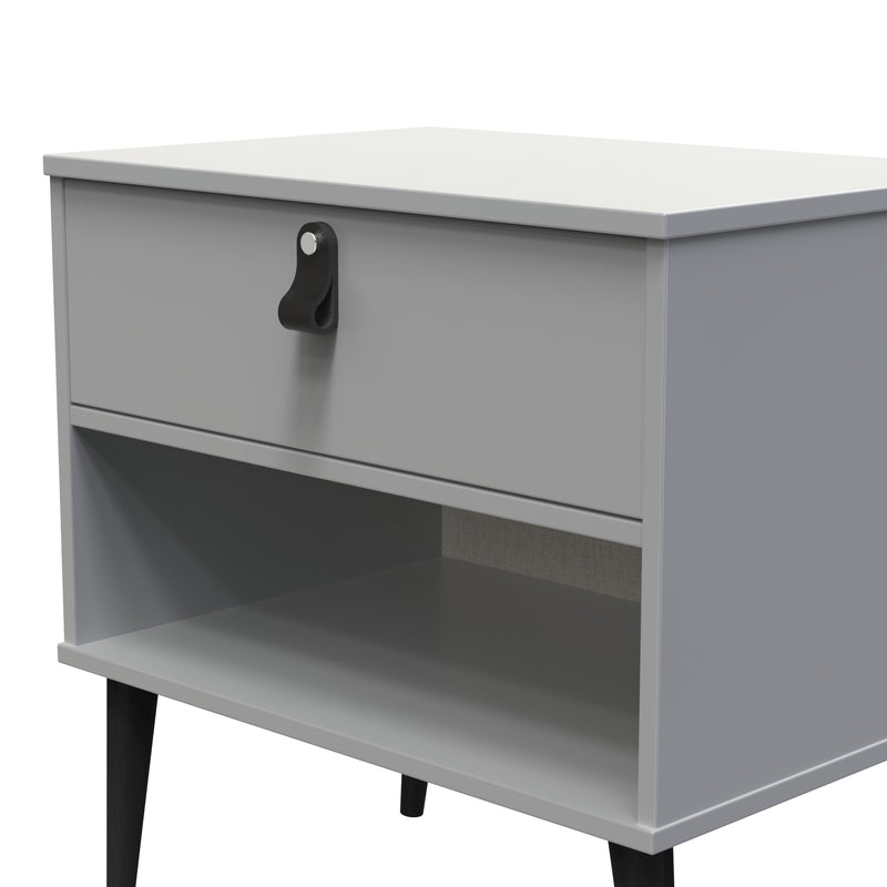 Dublin Ready Assembled Bedside Table with 1 Drawer  - Dusk Grey