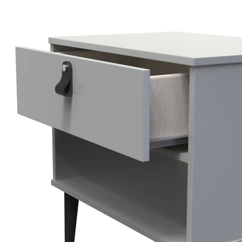 Dublin Ready Assembled Bedside Table with 1 Drawer  - Dusk Grey