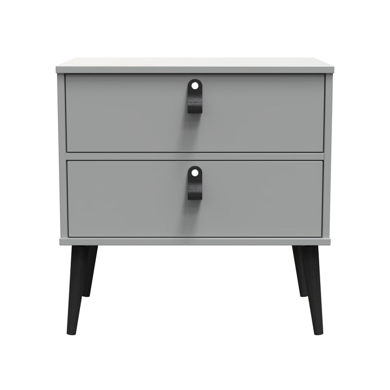 Dublin Ready Assembled Bedside Table with 2 Drawers  - Dusk Grey