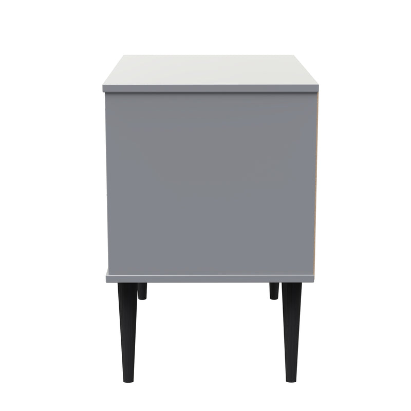 Dublin Ready Assembled Bedside Table with 2 Drawers  - Dusk Grey