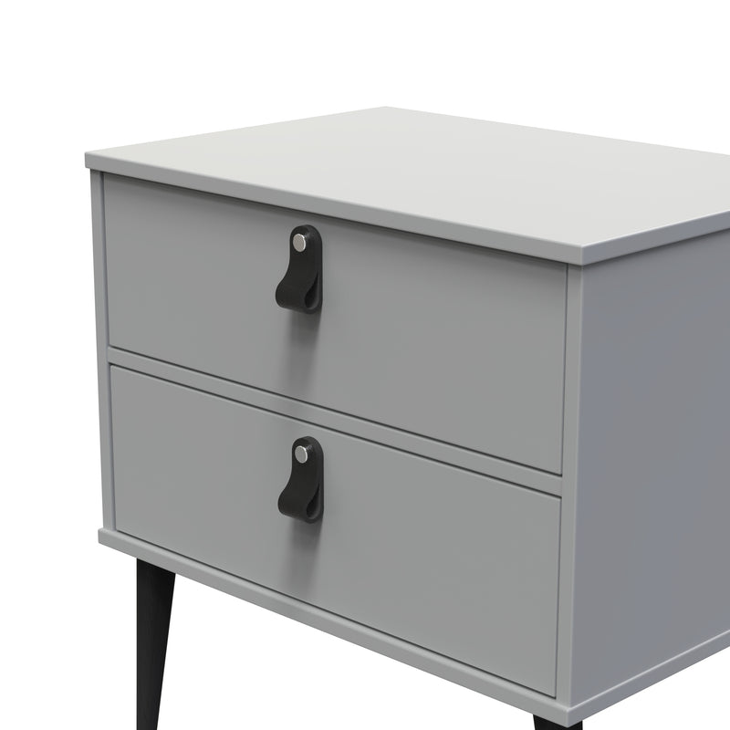 Dublin Ready Assembled Bedside Table with 2 Drawers  - Dusk Grey