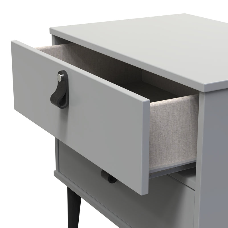 Dublin Ready Assembled Bedside Table with 2 Drawers  - Dusk Grey