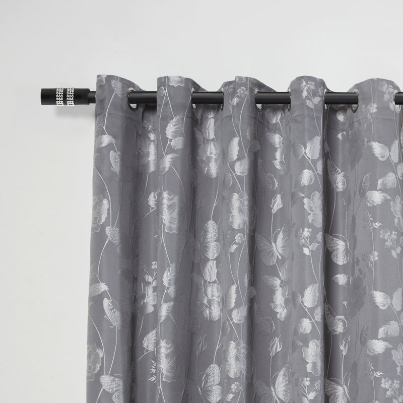 Diamante - Extendable Curtain Pole with Pair of End Finials in Matt Black