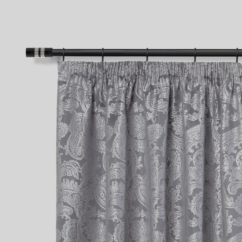 Diamante - Extendable Curtain Pole with Rings and Pair of End Finials in Matt Black