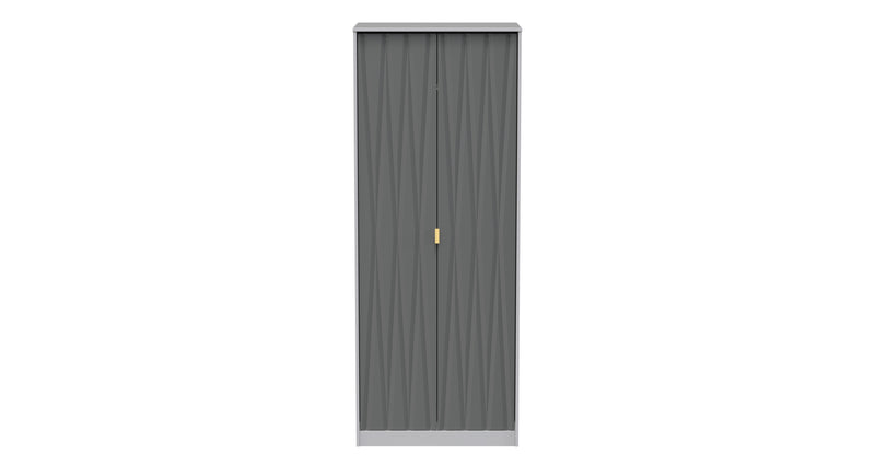 Glitz Ready Assembled Wardrobe with 2 Doors  - Shadow Matt & Grey