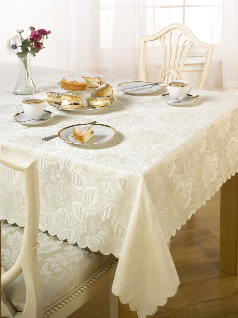 Damask Rose - Jacquard Table Cloth in Cream