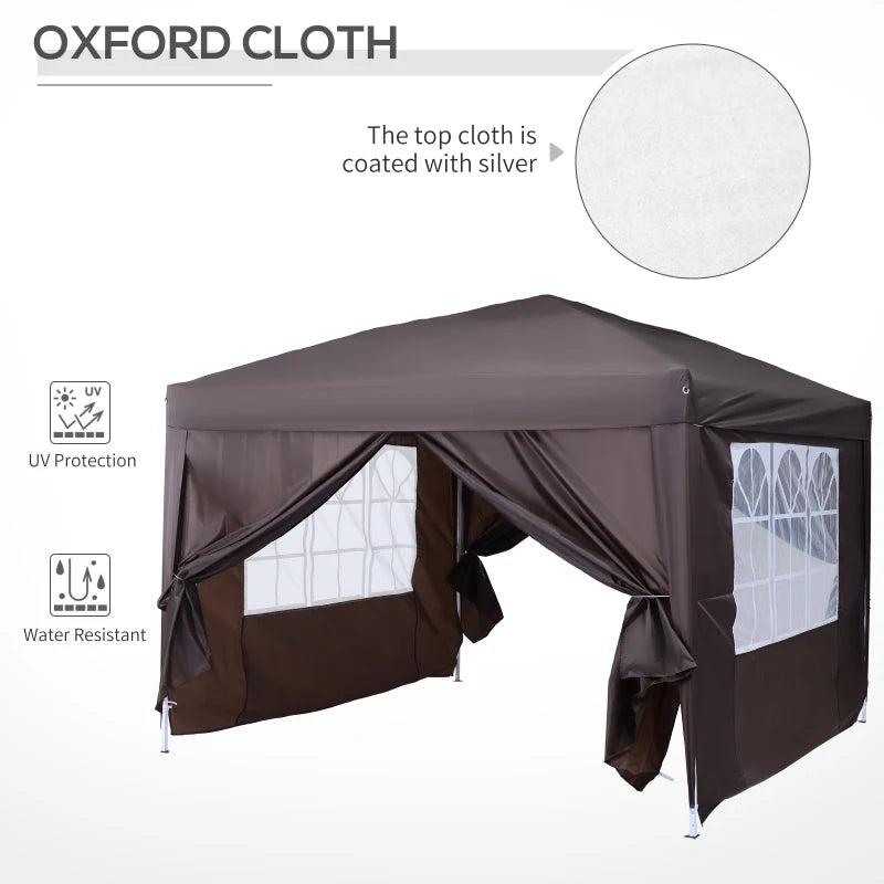 Outsunny  Gazebo 3mx3m - Coffee coloured shelter