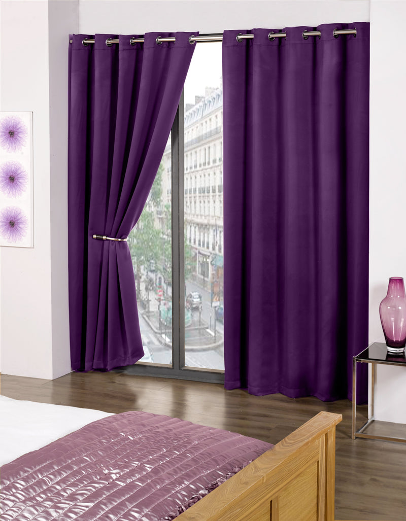 Cali Eyelet - Woven Thermal Blackout Eyelet Curtains in Amethyst