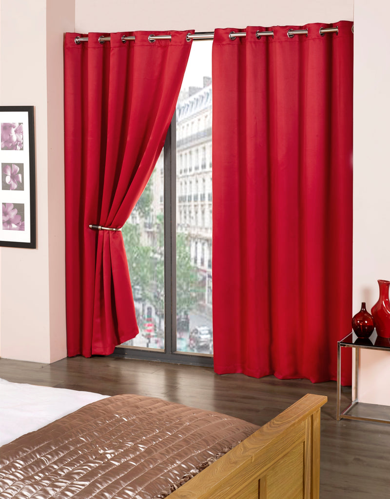 Cali Eyelet - Woven Thermal Blackout Eyelet Curtains in Red