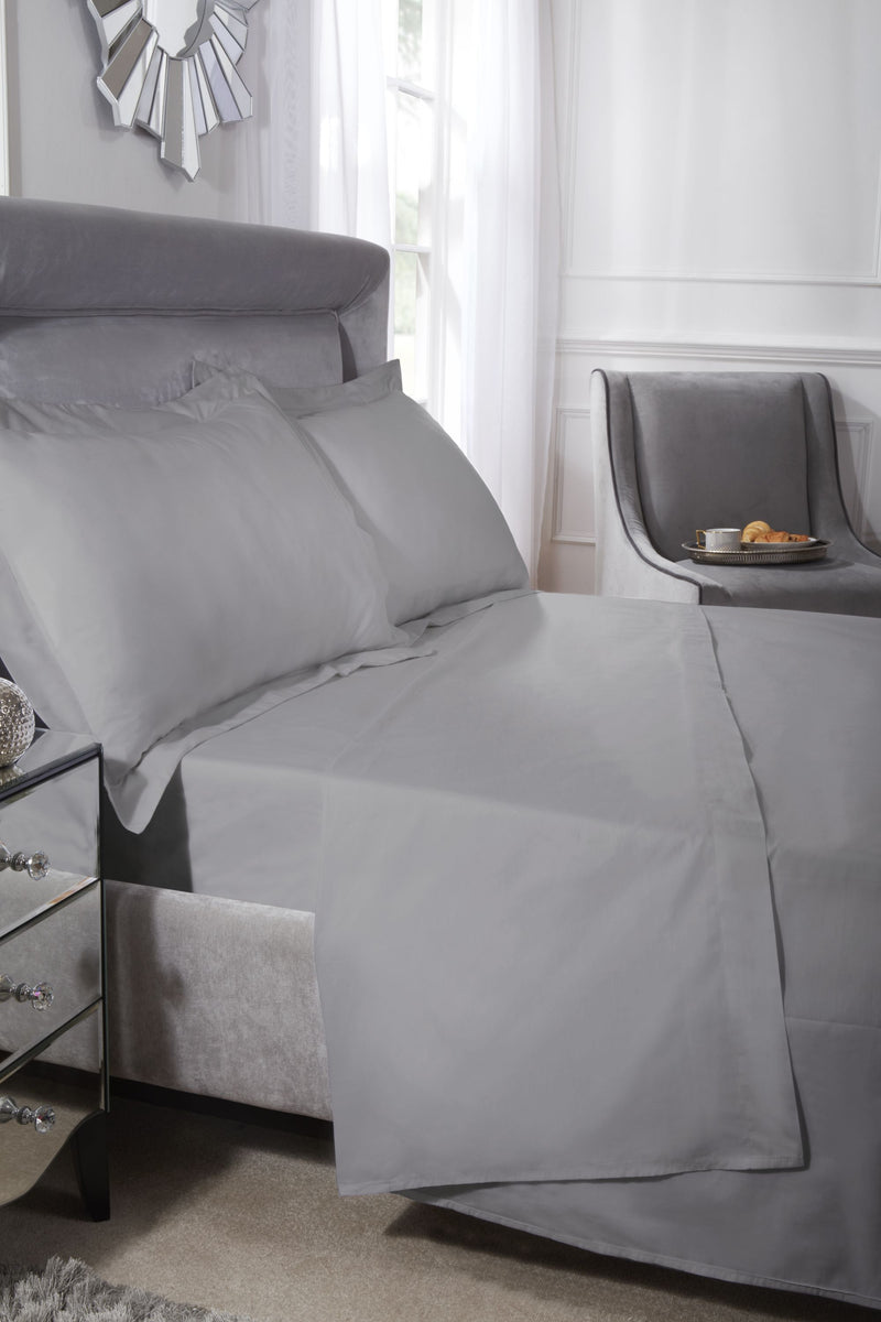 400 Thread Count Cotton - Oxford Pillowcase Pair in Silver Grey