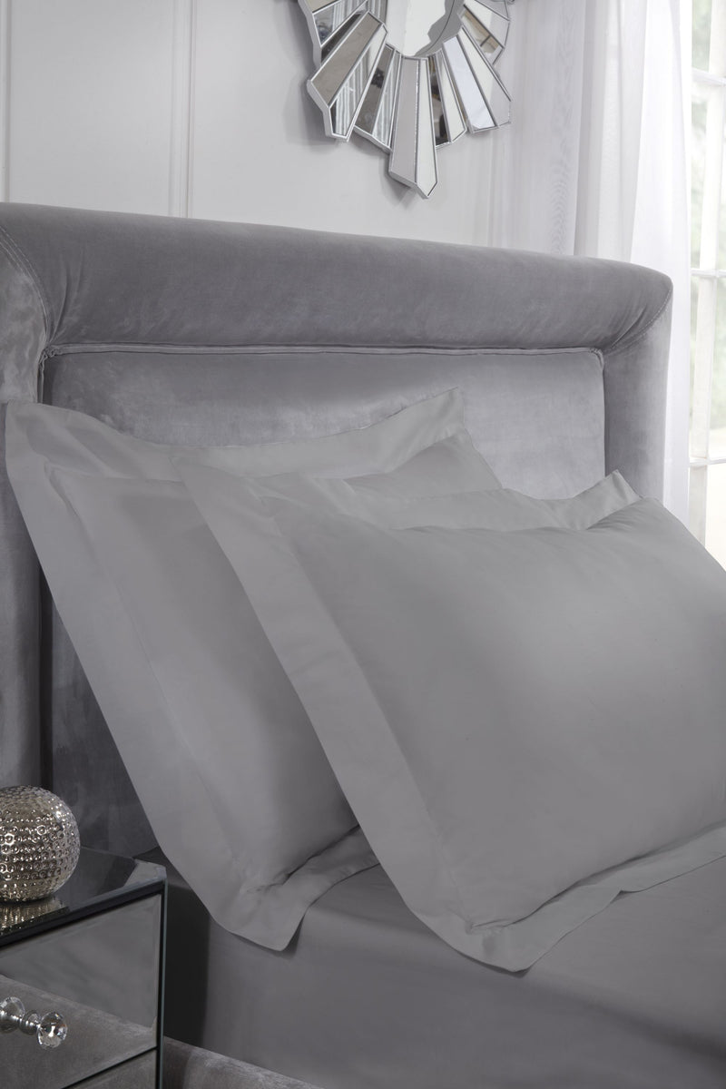 400 Thread Count Cotton - Oxford Pillowcase Pair in Silver Grey