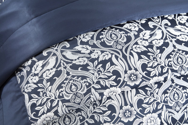 Eden - Embellished Jacquard Quilted Bedspread Set in Navy