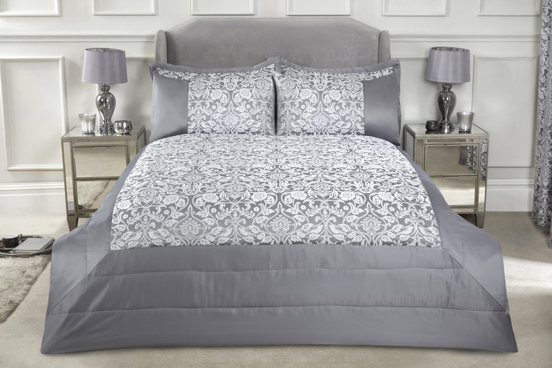 Eden - Embellished Jacquard Quilted Bedspread Set in Silver