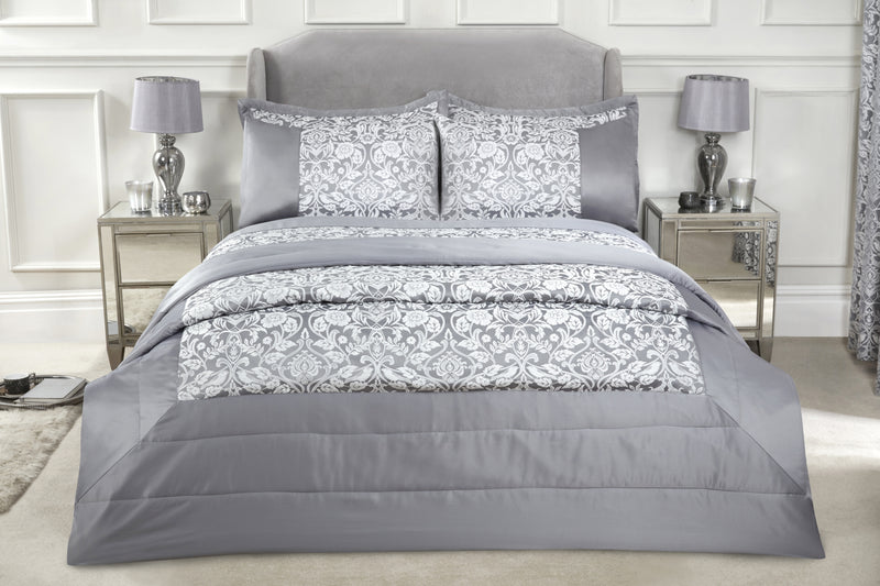 Eden - Embellished Jacquard Quilted Bedspread Set in Silver