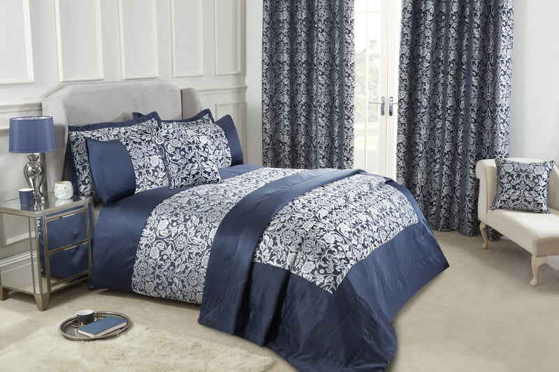 Eden - Embellished Jacquard Duvet Set in Navy