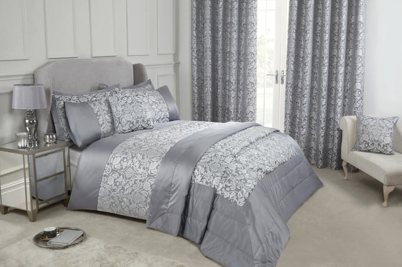 Eden - Embellished Jacquard Duvet Set in Silver