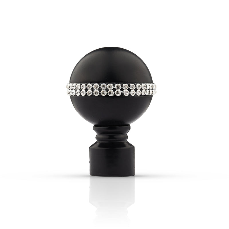 Bling Diamond - Extendable Curtain Pole with pair of end finials in Matt Black