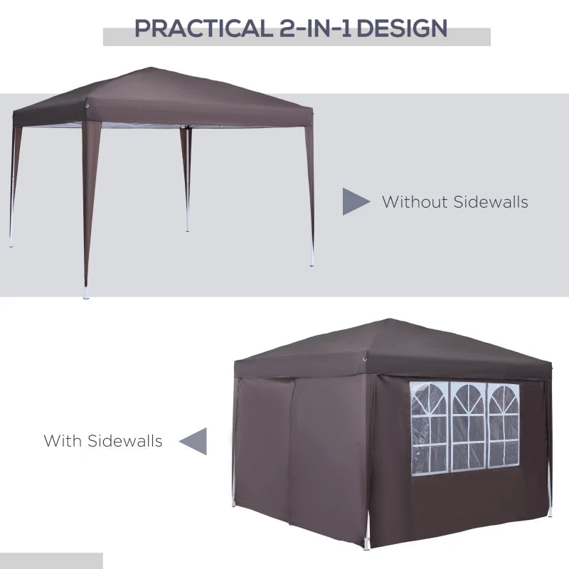 Outsunny  Gazebo 3mx3m - Coffee coloured shelter