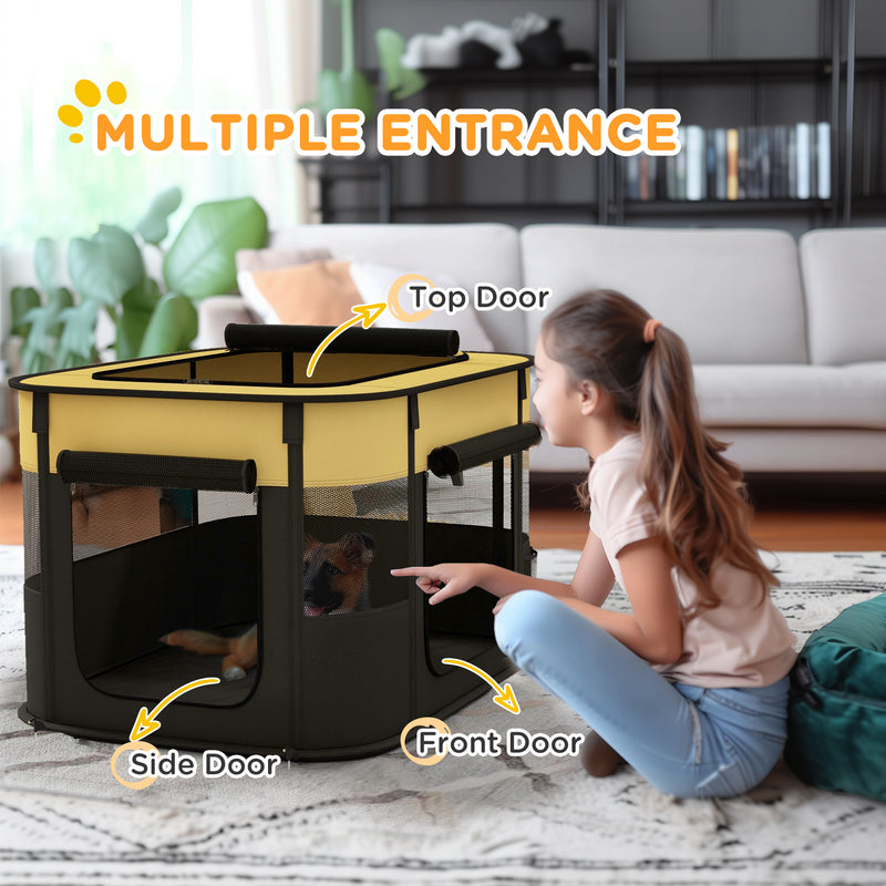 PawHut Portable Dog Pen for Puppies, Rabbits, Kittens, Guinea Pigs - Yellow