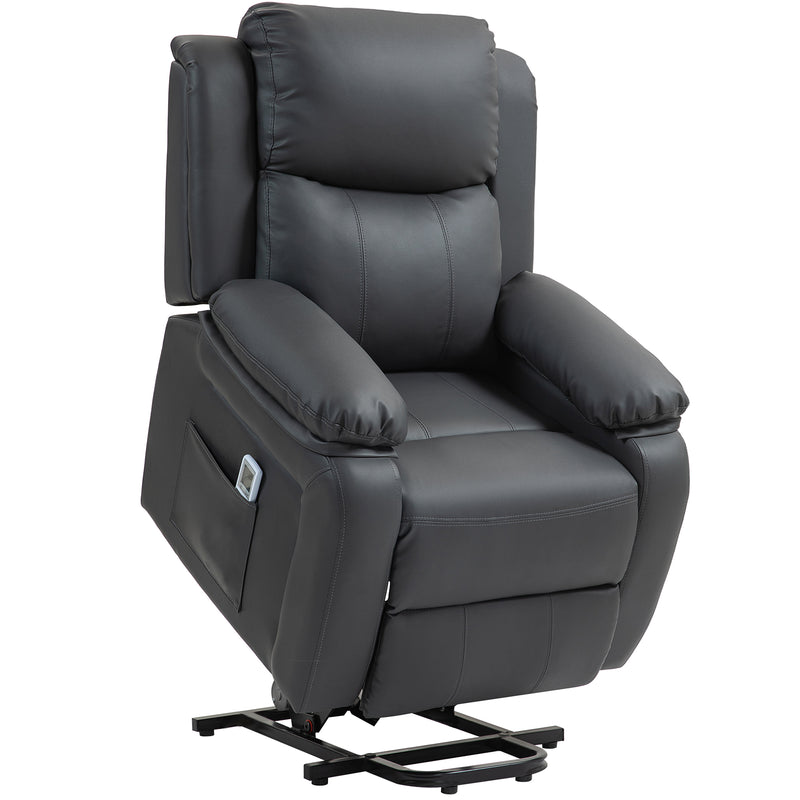 HOMCOM Riser and Recliner Chair Power Lift Recliner with Remote Dark Grey