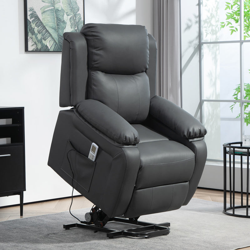 HOMCOM Riser and Recliner Chair Power Lift Recliner with Remote Dark Grey