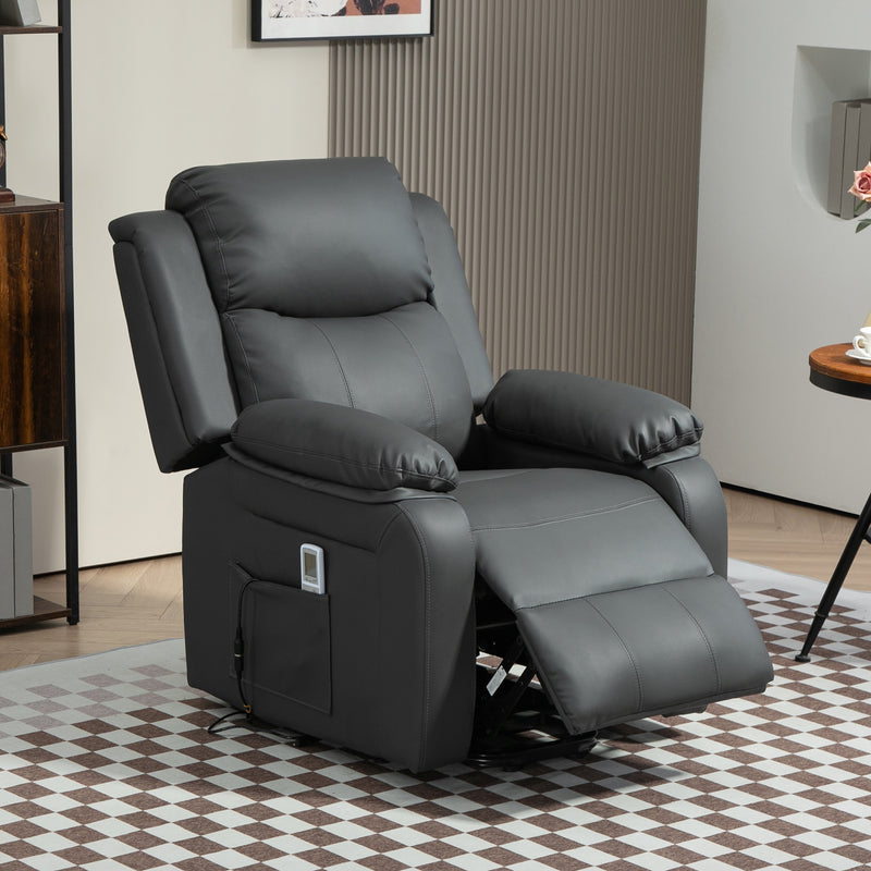 HOMCOM Riser and Recliner Chair Power Lift Recliner with Remote Dark Grey