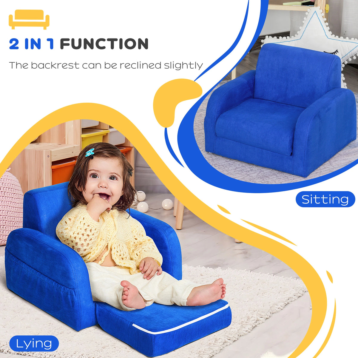 HOMCOM Children s Sofa Bed Blue