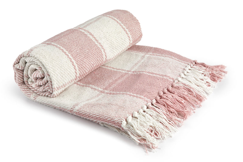 Frisco - Recycled Cotton Throw In Blush Pink (70 Inch X 100 Inch)