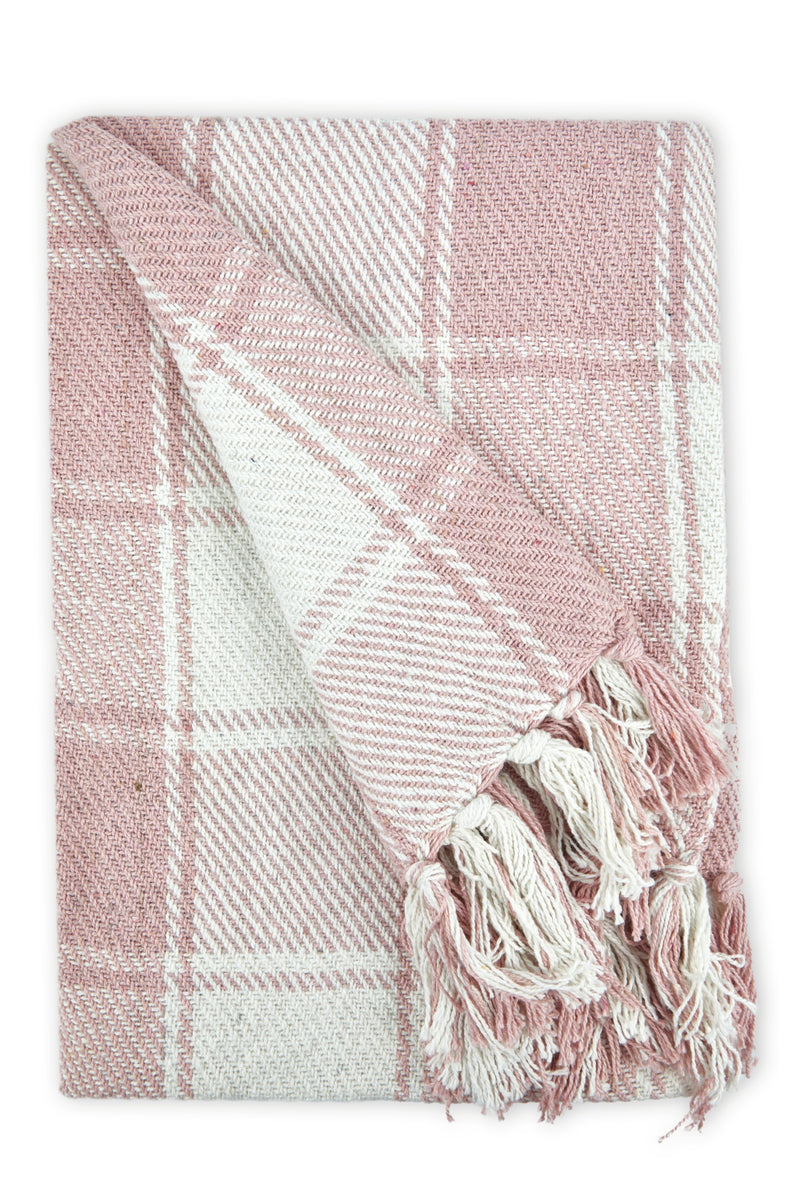 Frisco - Recycled Cotton Throw In Blush Pink (70 Inch X 100 Inch)