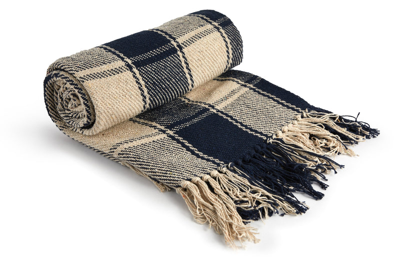 Frisco - Recycled Cotton Throw in Navy Blue