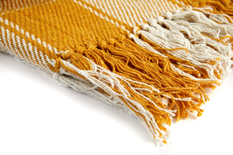 Frisco - Recycled Cotton Throw In Ochre (50 Inch X 60 Inch)