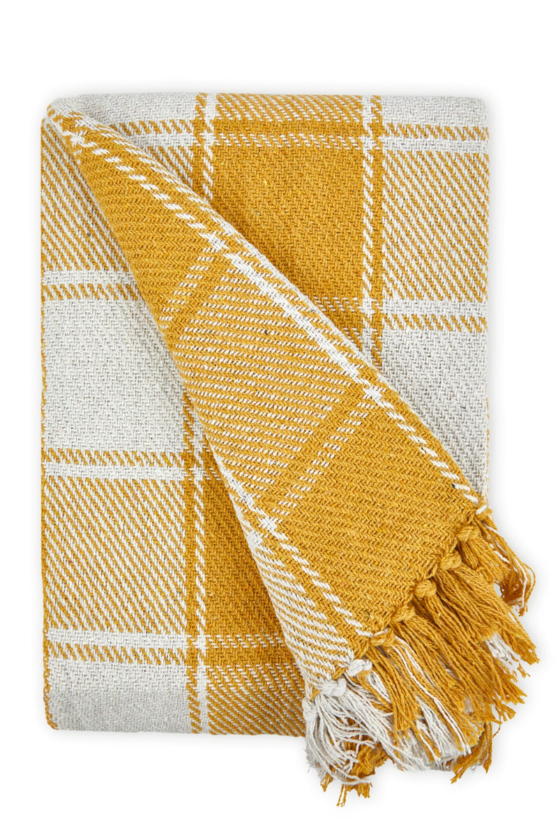 Frisco - Recycled Cotton Throw in Ochre (90" x 100")