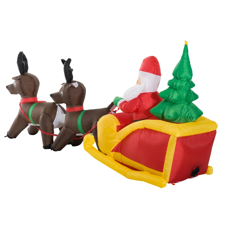 HOMCOM Christmas Inflatable Santa Sleigh with Reindeers 7ft