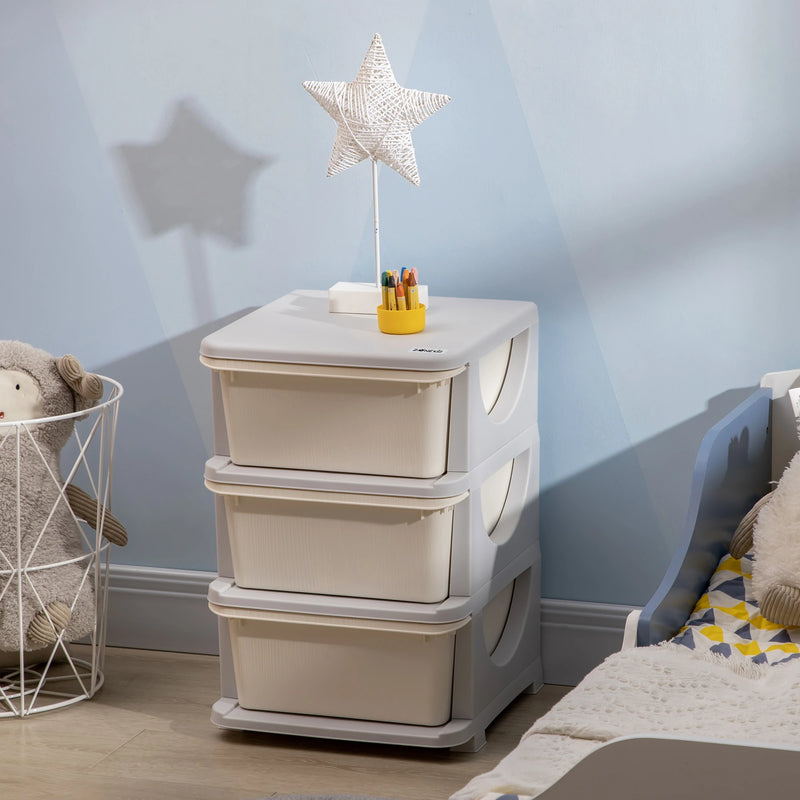 ZONEKIZ Kids Storage Units with Drawers 3 Tier Chest - White