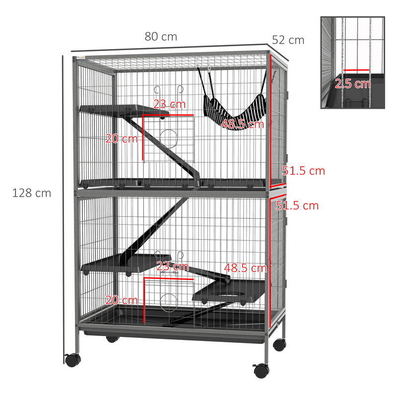 PawHut Small Animal Cages for Chinchilla Ferret Kitten on Wheels W/ Hammock Tray