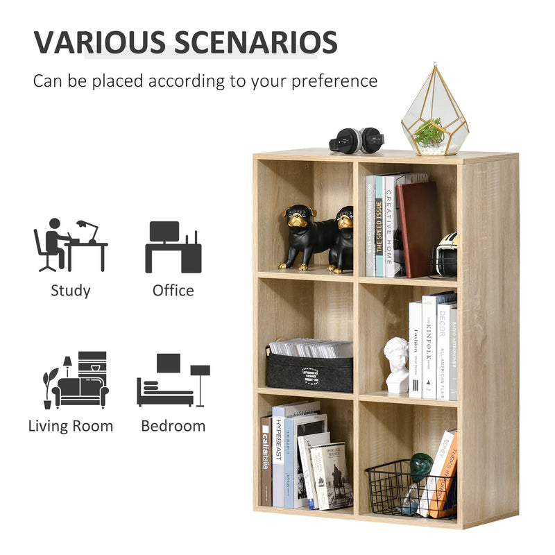 HOMCOM Cubic Cabinet Bookcase Storage Shelves for Home Office, Oak