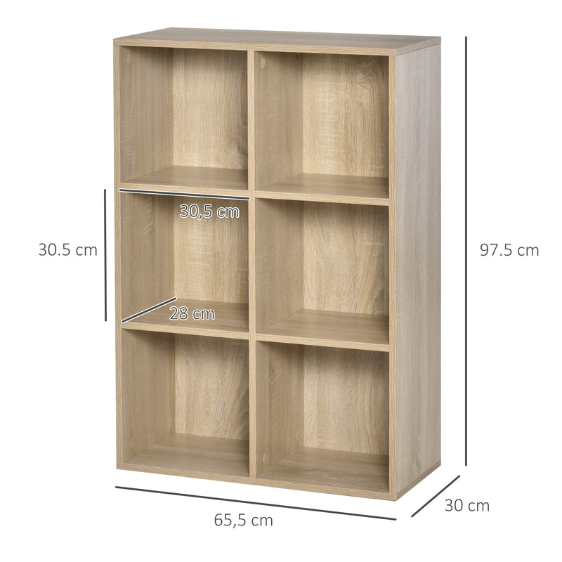 HOMCOM Cubic Cabinet Bookcase Storage Shelves for Home Office, Oak