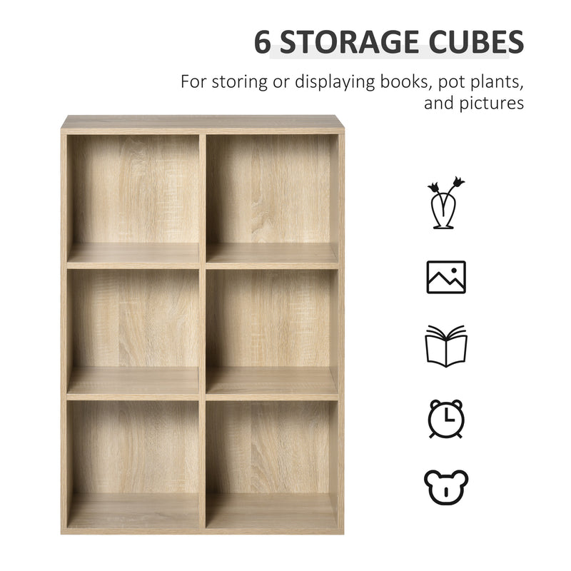 HOMCOM Cubic Cabinet Bookcase Storage Shelves for Home Office, Oak