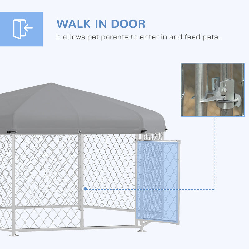 PawHut Outdoor Dog Kennel w/ Water-Resistant UV-Resistant Roof 2.1 x 1.85 x 1.5m