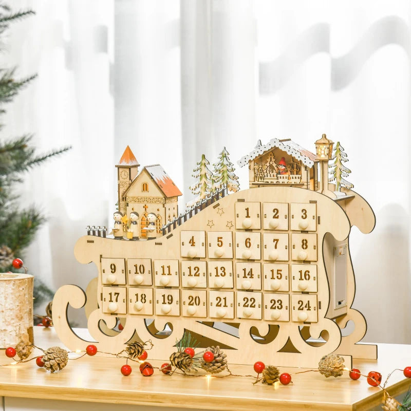 HOMCOM Christmas Sleigh advent Calendar