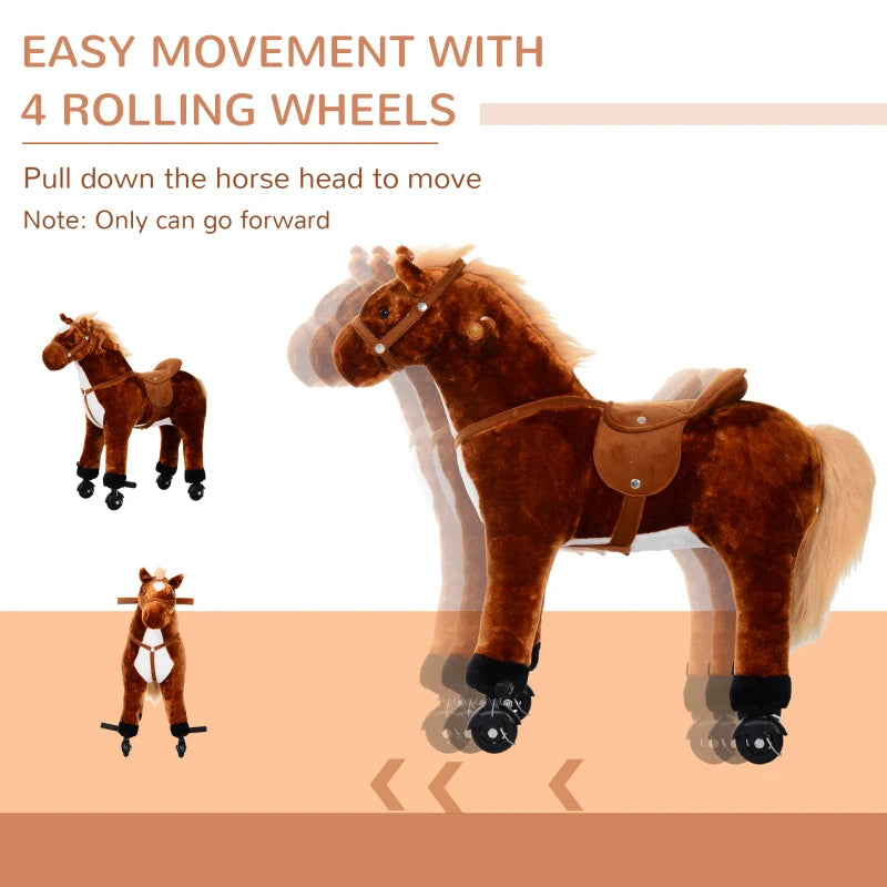 HOMCOM  Children's Walking Horse - Brown