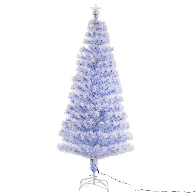 HOMCOM Christmas Fibre Optic White Tree 4' with 26 Multi Lights