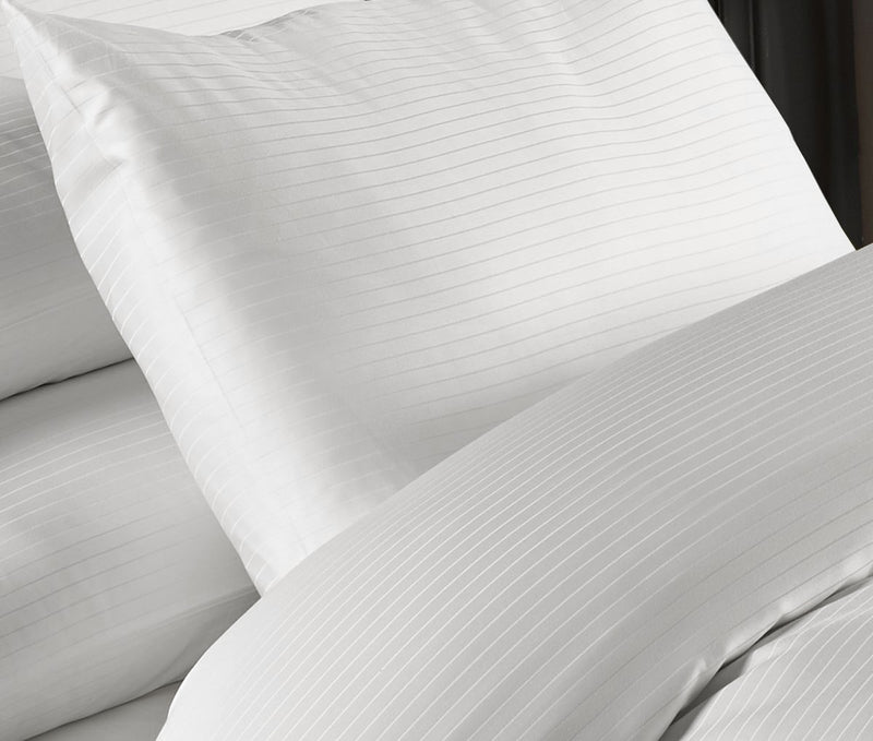 Grosvenor - 1000 Thread Count Pin Stripe Duvet Set in White