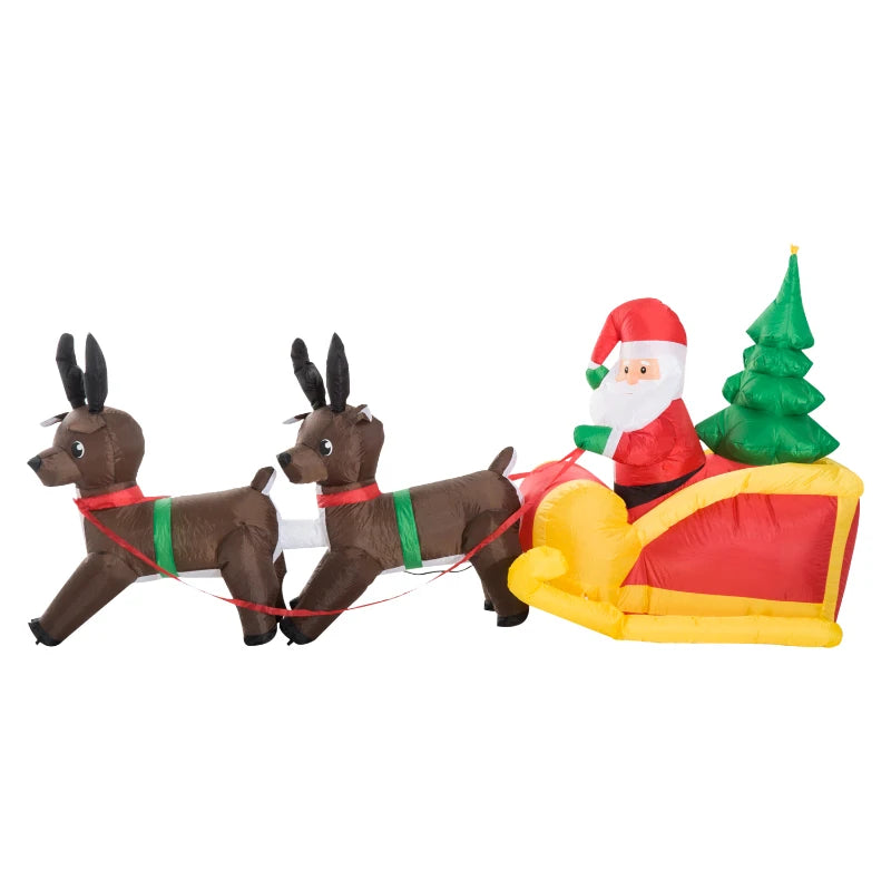 HOMCOM Christmas Inflatable Santa Sleigh with Reindeers 7ft