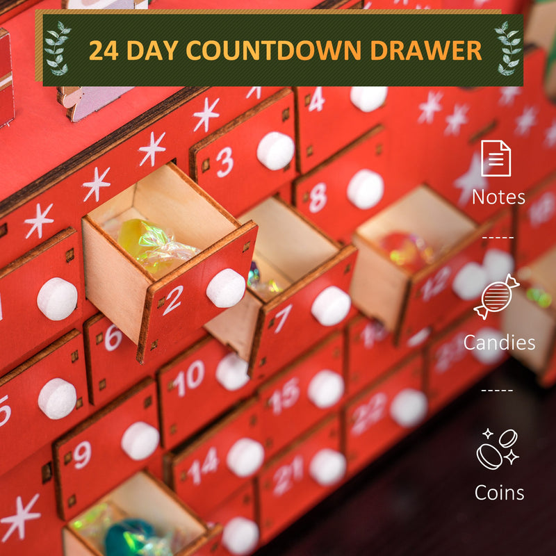 HOMCOM Advent Calendar, Christmas Countdown Calendar with 24 Drawers