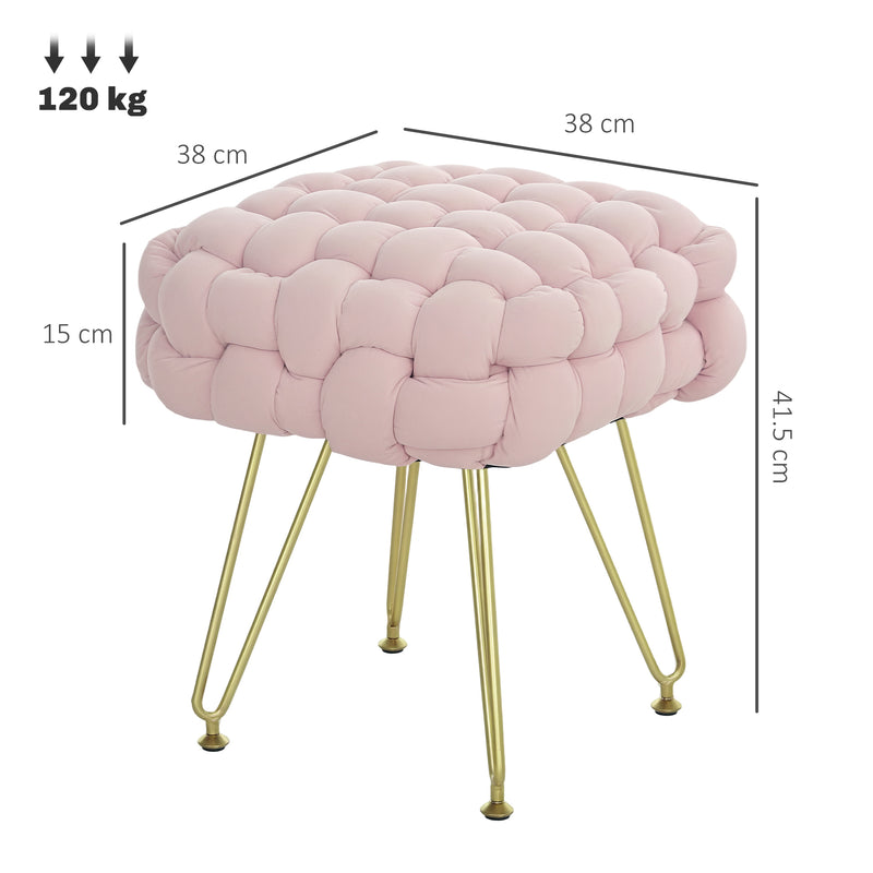 HOMCOM Woven Velvet Foot Stool with Steel Legs for Living Room