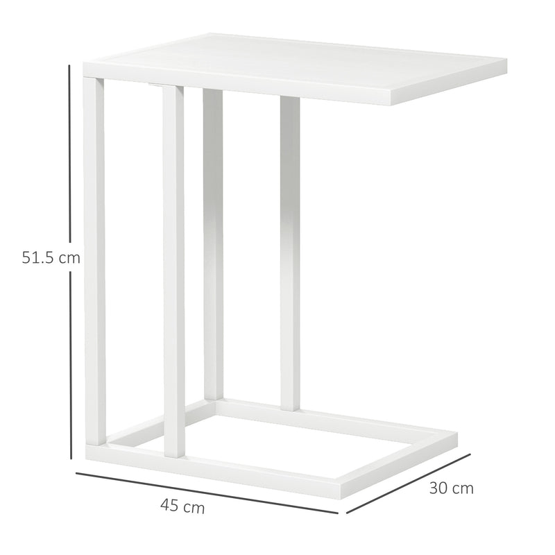 HOMCOM C Shape Side Table w/ Wood-Effect Top, White