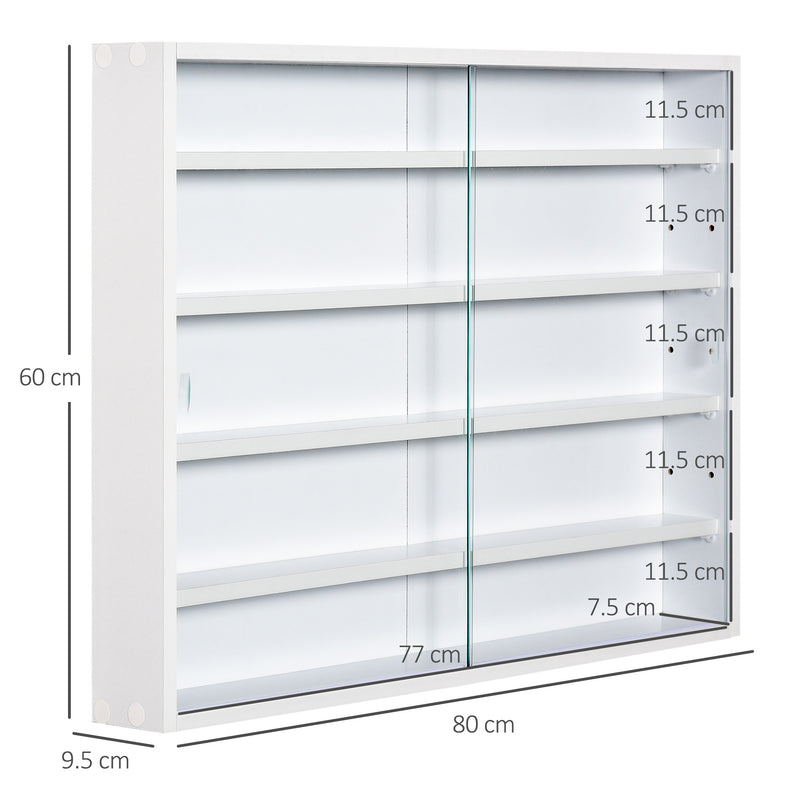 HOMCOM Wall Display Shelf with Glass Door 60x80cm