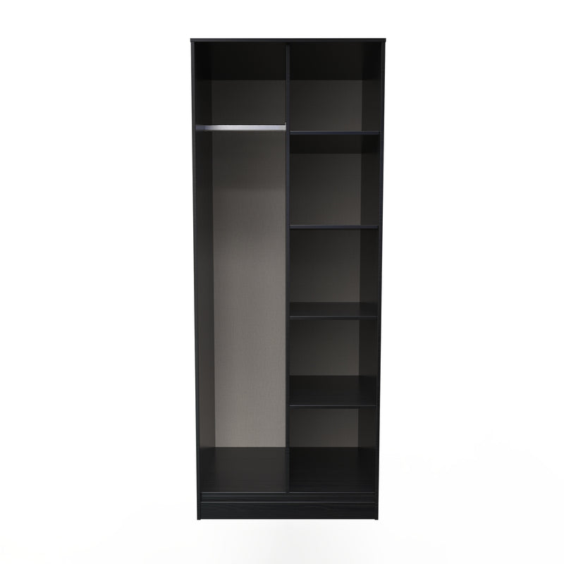 Haiti Ready Assembled Wardrobe with 2 Doors  - Black Matt