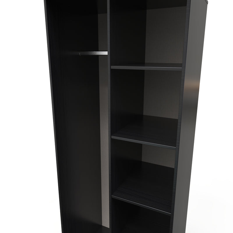 Haiti Ready Assembled Wardrobe with 2 Doors  - Black Matt